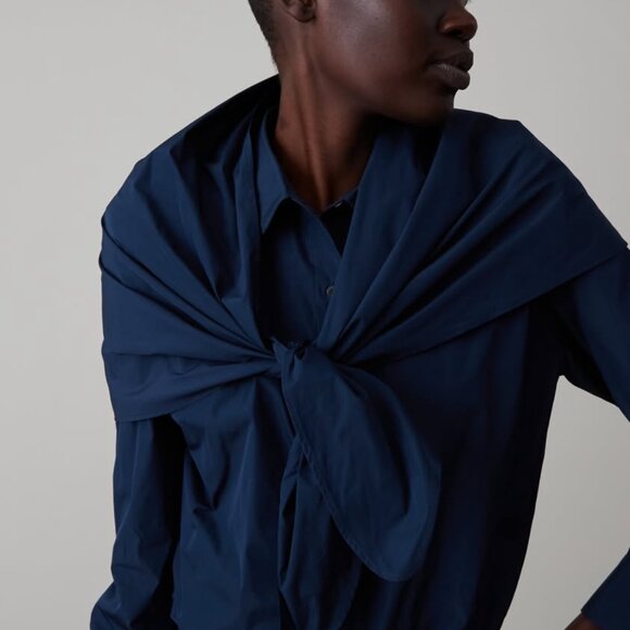 Caron Callahan Alice Top with Matching Triangle Scarf in Navy - Picture 3 of 6